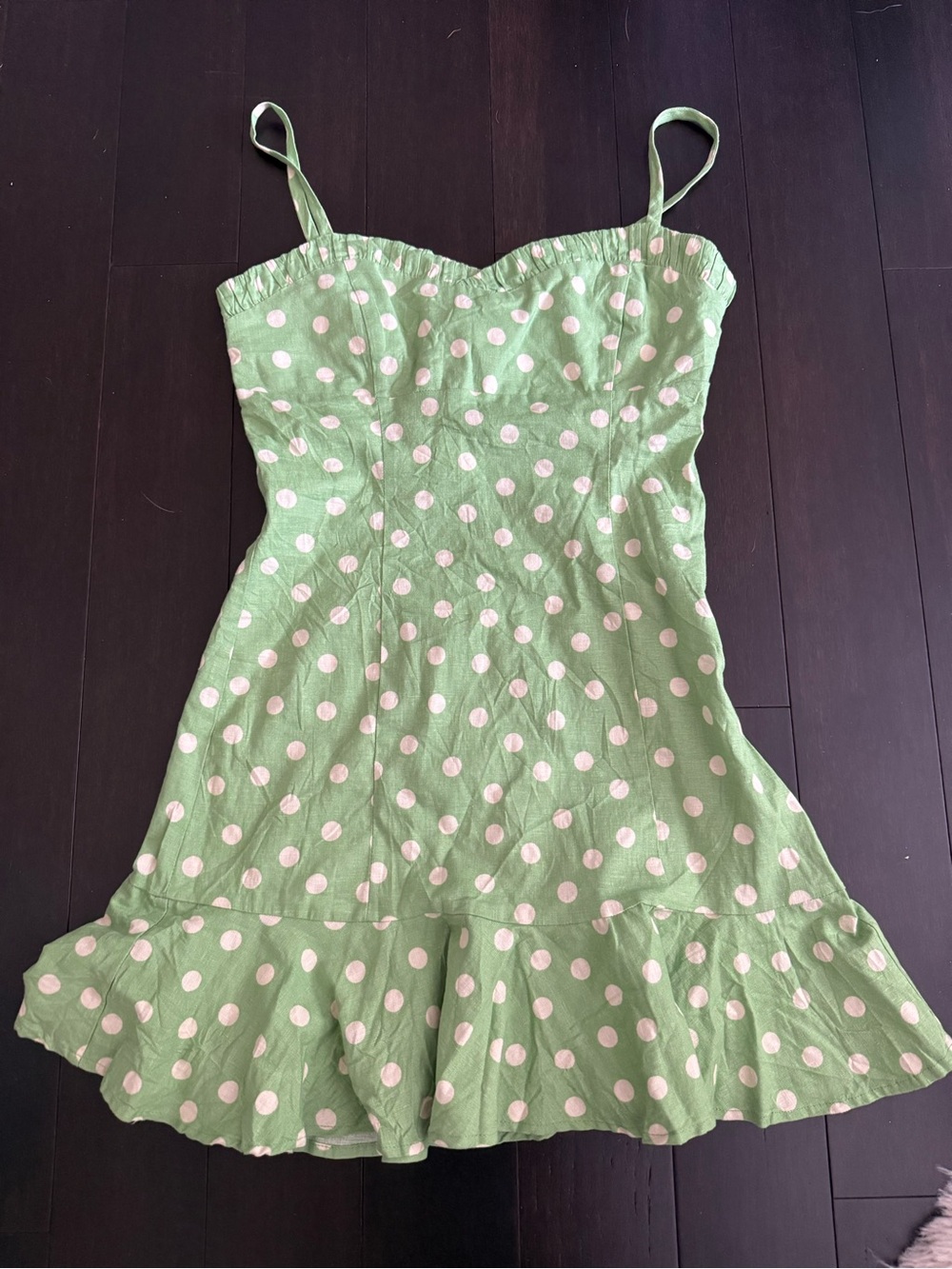 BNWT Zara Green and White Polka Dot Mini Dress